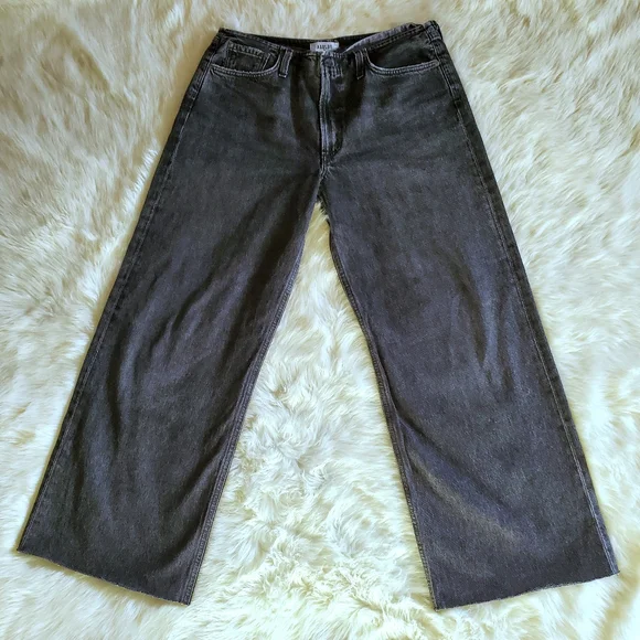 Agolde Lex Wide Leg Jean in Paradox Faded Black Size 28 Raw hem - Picture 5 of 14
